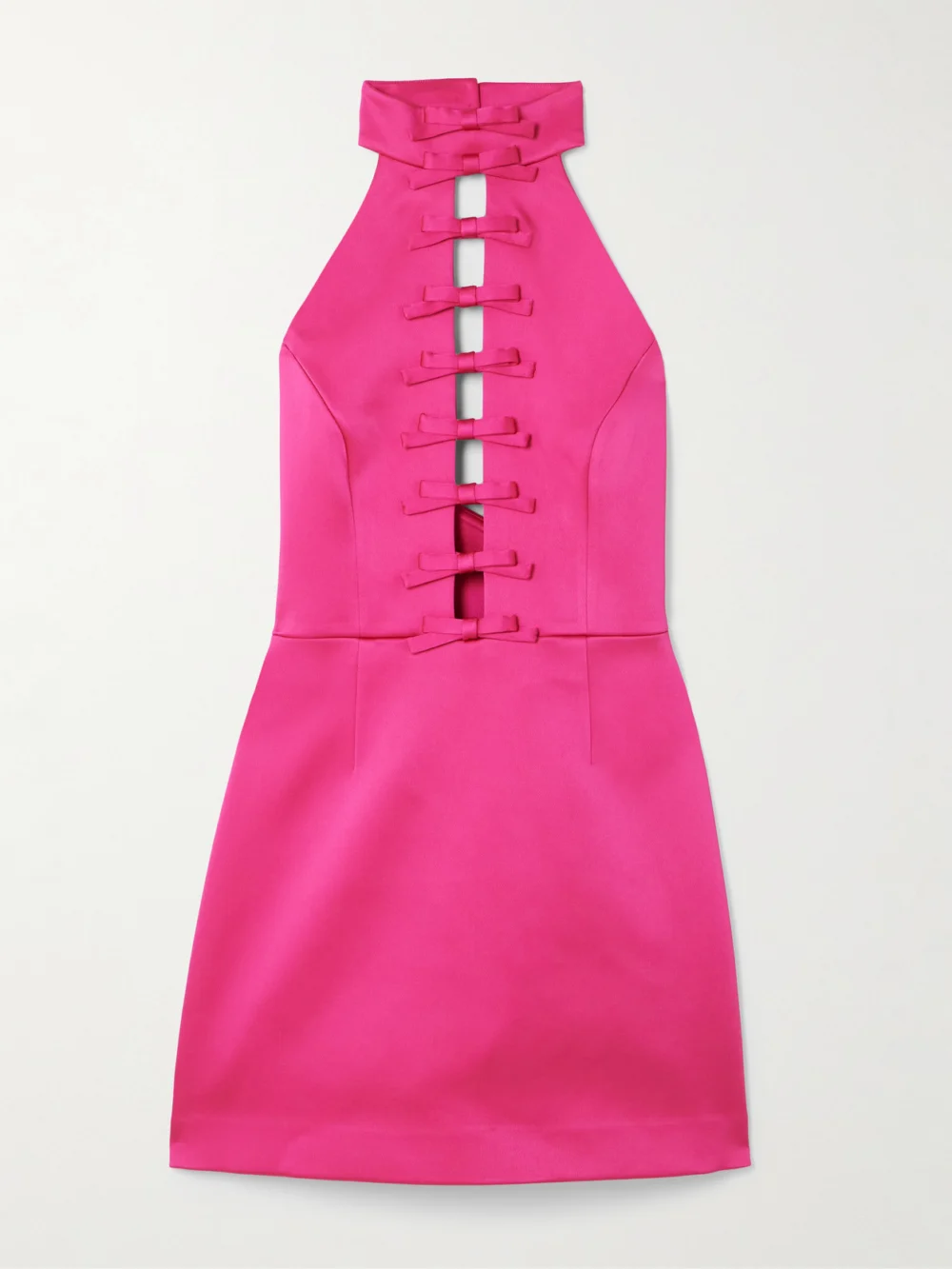 Rebecca Vallance Saskia Bow-embellished Cutout Satin Mini Dress in fuchsia