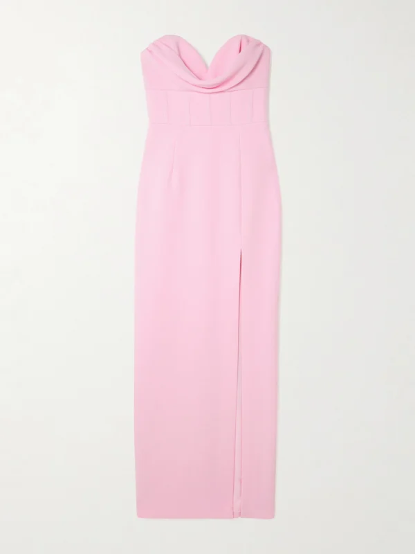 Rebecca Vallance Skyla Strapless Draped Crepe Gown