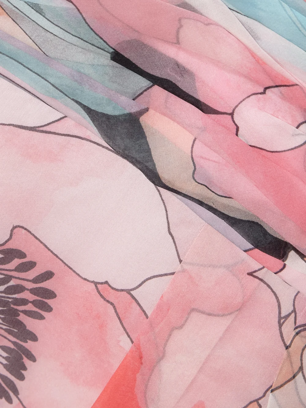 Close-up detail of the Rebecca Vallance Strapless Gathered Floral-print Silk-organza Midi Dress