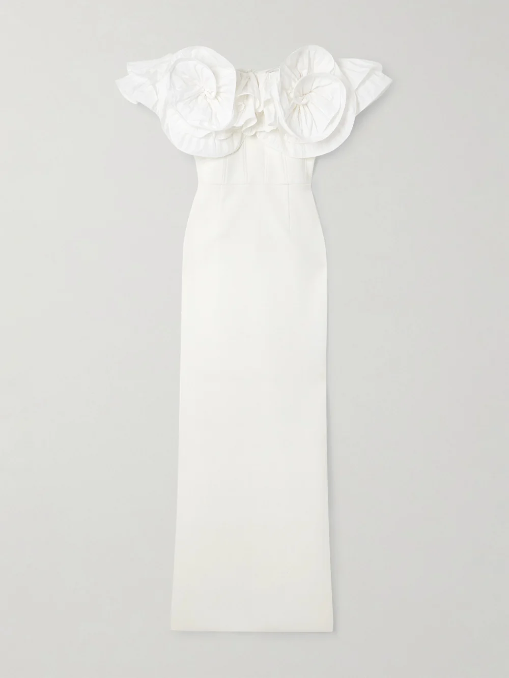 Rebecca Vallance Tessa Off-the-shoulder Taffeta-trimmed Crepe Gown in ivory