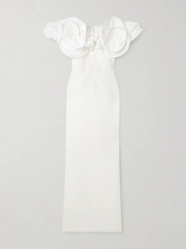 Rebecca Vallance Tessa Off-the-shoulder Taffeta-trimmed Crepe Gown