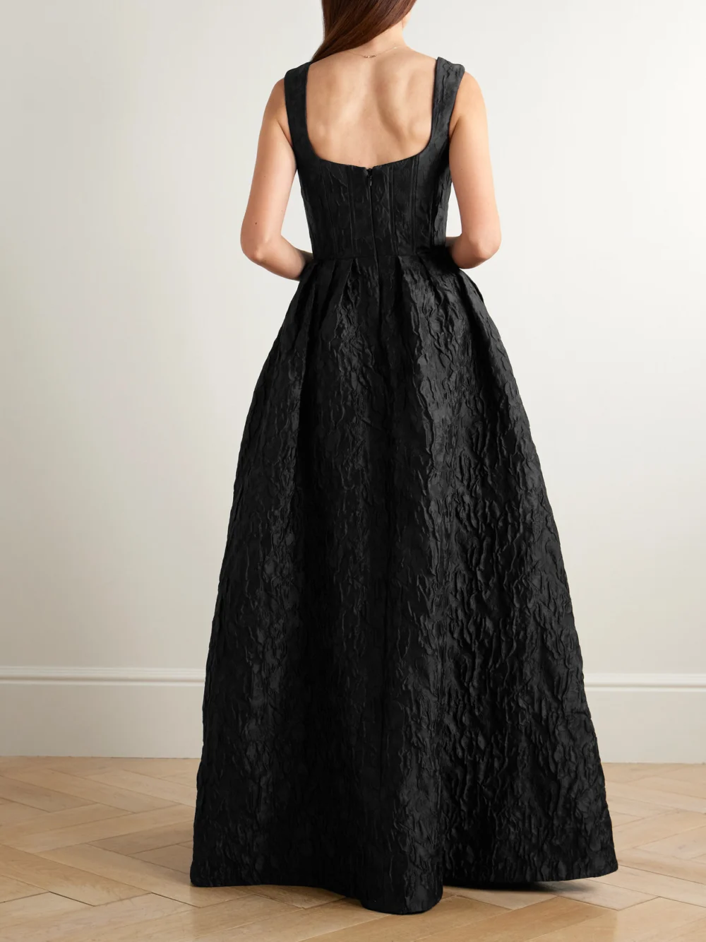 Back view of the Rebecca Vallance Vanilla Dreams Cloqué Gown