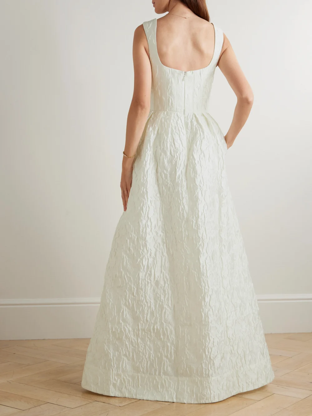 Back view of the Rebecca Vallance Vanilla Dreams Cloqué Gown