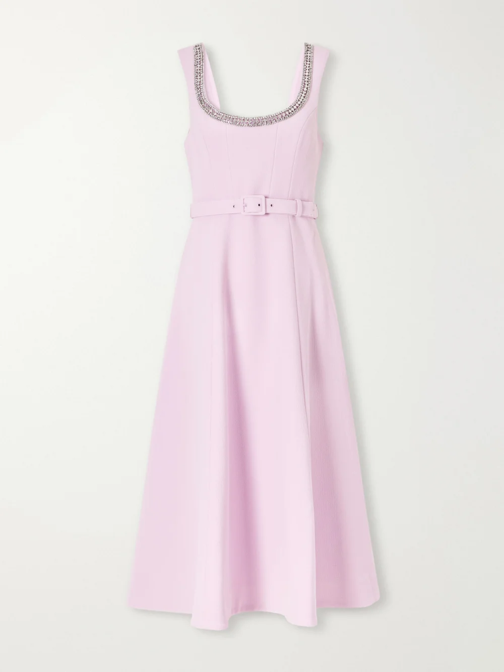 Rebecca Vallance Yolanda Belted Crystal-embellished Crepe Midi Dress in lilac
