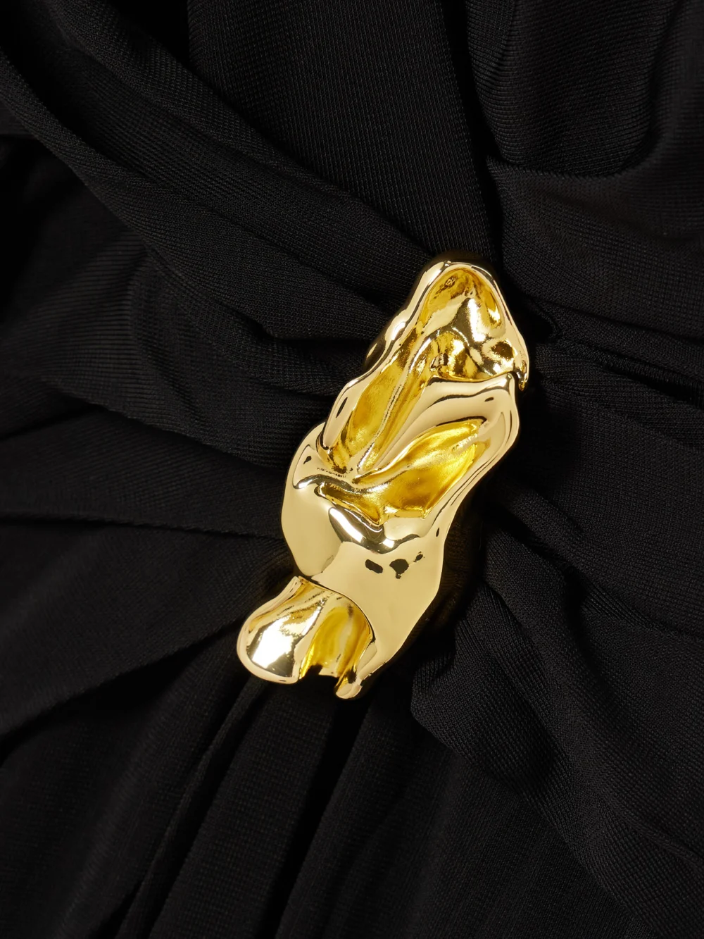 Close-up detail of the Rebecca Vallance Zaley Draped Embellished Jersey Halterneck Maxi Dress