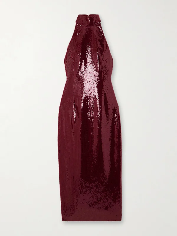 Rebecca Vallance Zelda Bow-detailed Sequined Satin Midi Dress