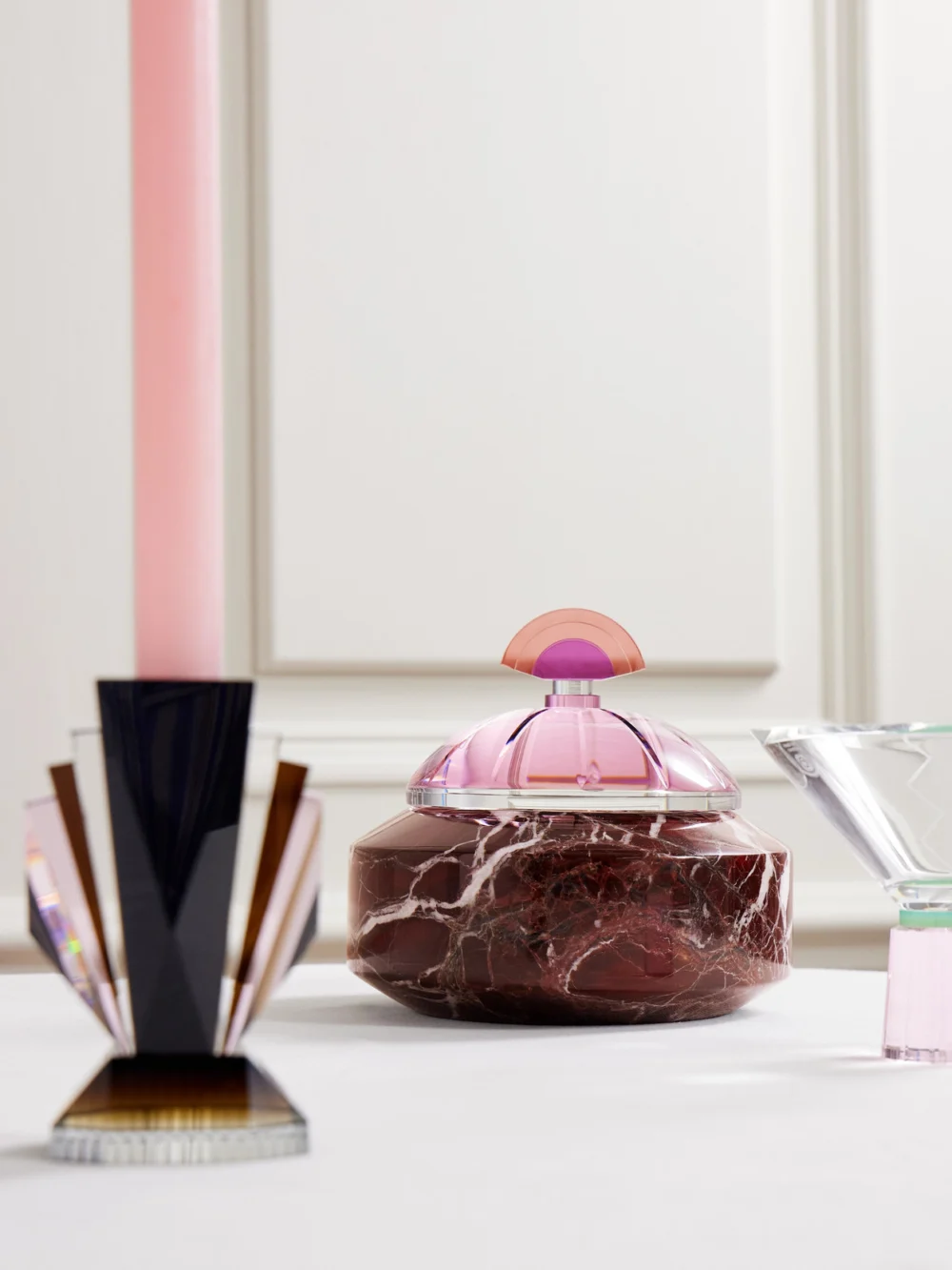 Reflections Copenhagen Cherry Marble and Crystal Bonbonniere, styled view