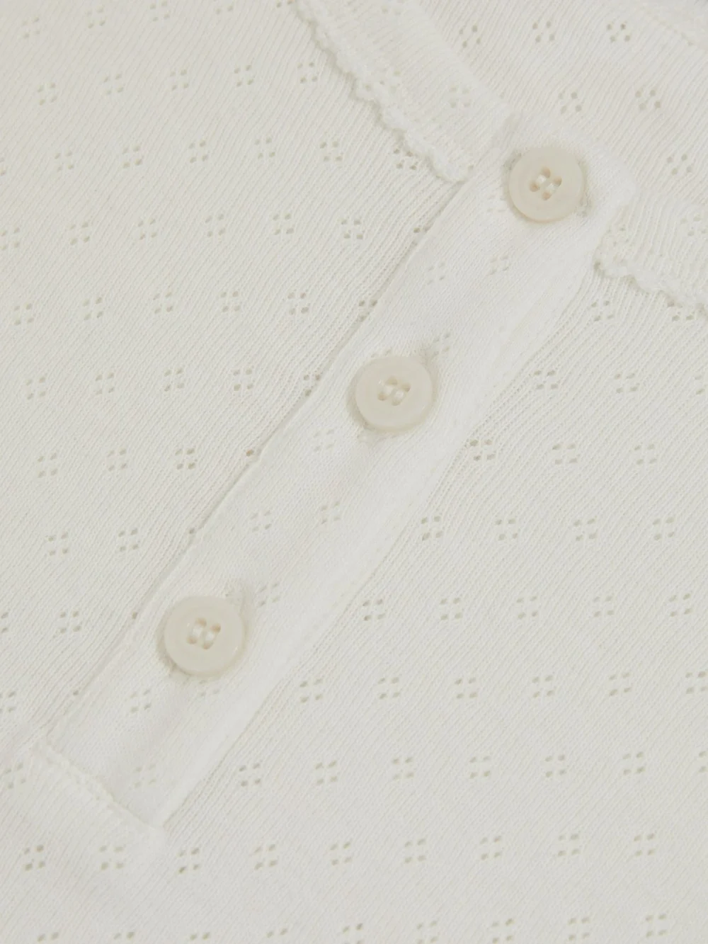 Reiss 13-14 yrs Cotton Pointelle Button T-shirt, view 4
