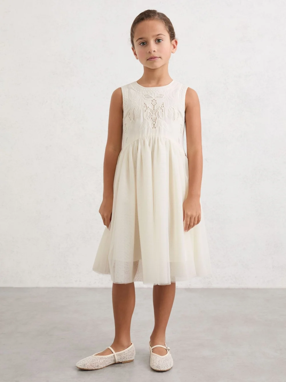 Reiss 13-14 yrs Lace-detail Tulle-skirt Dress,, view 2