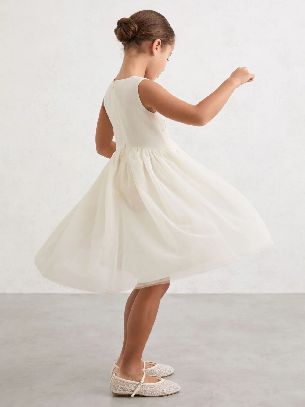 Reiss 13-14 yrs Lace-detail Tulle-skirt Dress,, view 3
