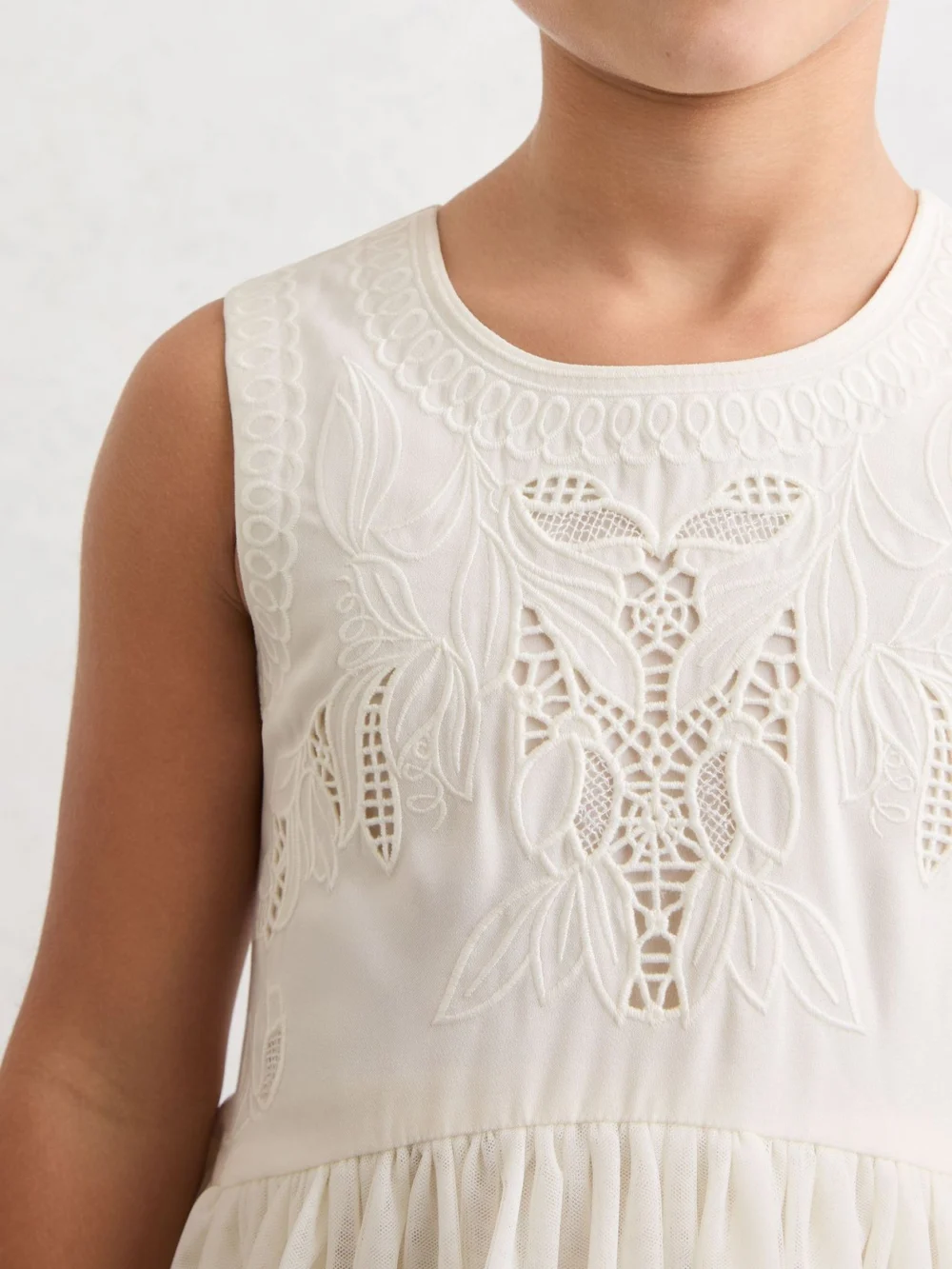 Reiss 13-14 yrs Lace-detail Tulle-skirt Dress,, view 4