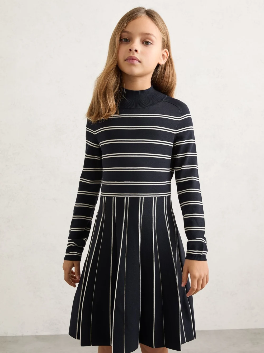 Reiss 3-9 yrs Stripe Knitted Skater Dress, view 3