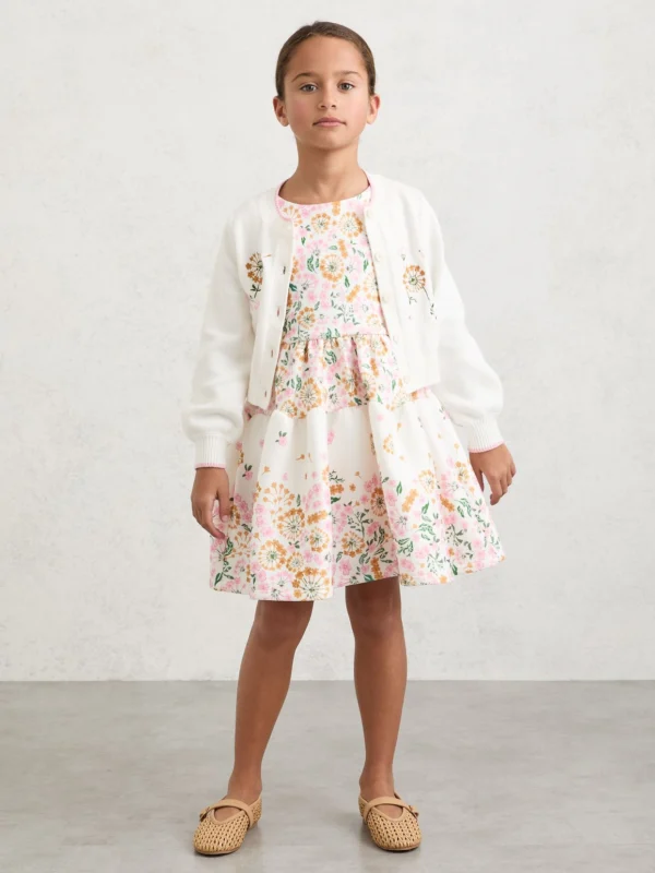 Reiss 9-13 yrs Cotton Floral-embroidered Cardigan