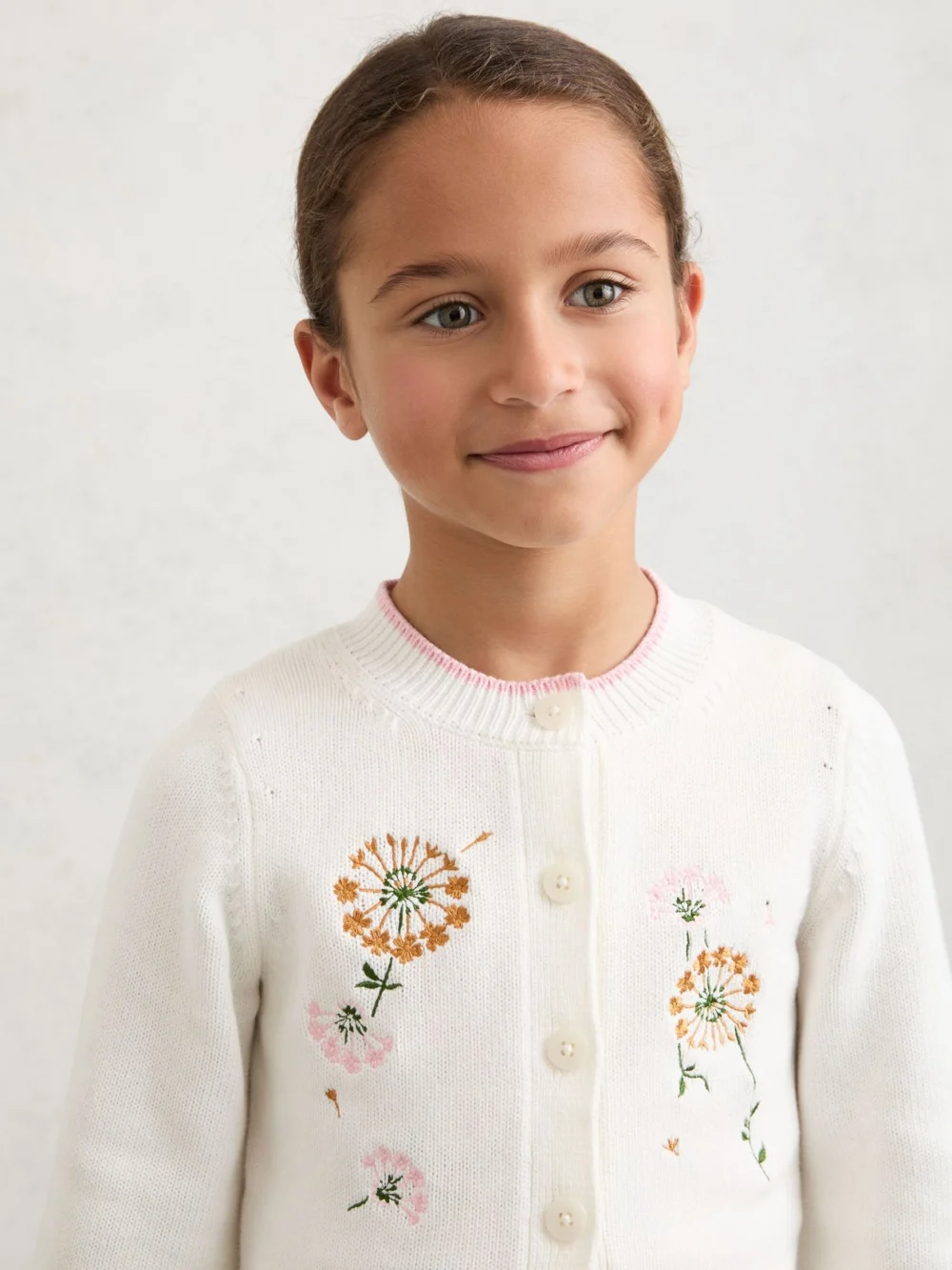 Reiss 9-13 yrs Cotton Floral-embroidered Cardigan, view 3