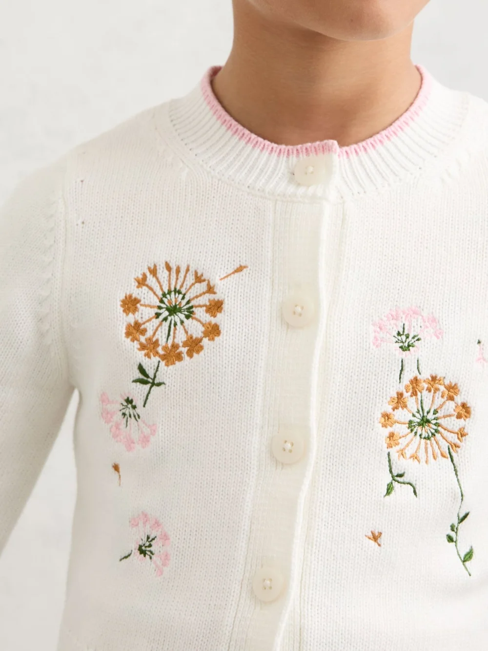 Reiss 9-13 yrs Cotton Floral-embroidered Cardigan, view 4