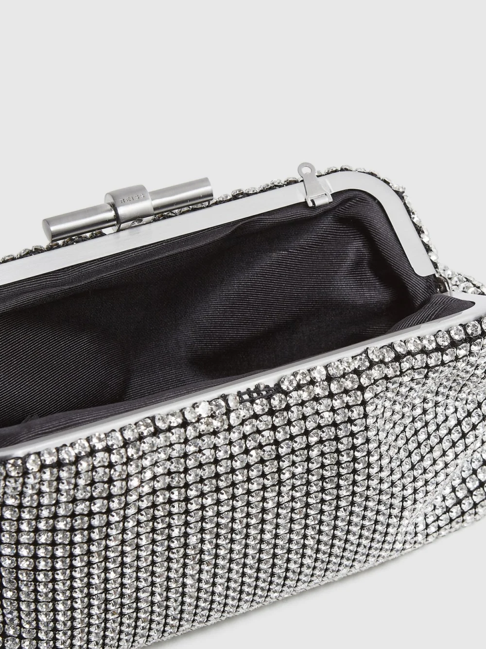 Reiss Adaline Clutch Bag - Silver Embellished, view 3