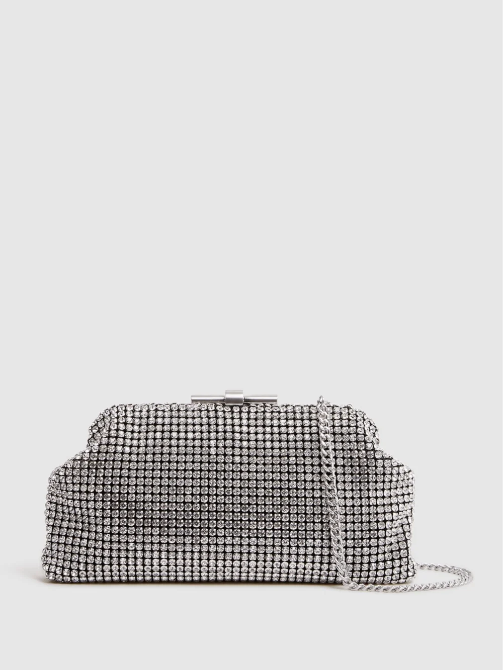 Reiss Adaline Clutch Bag - Silver Embellished, view 4