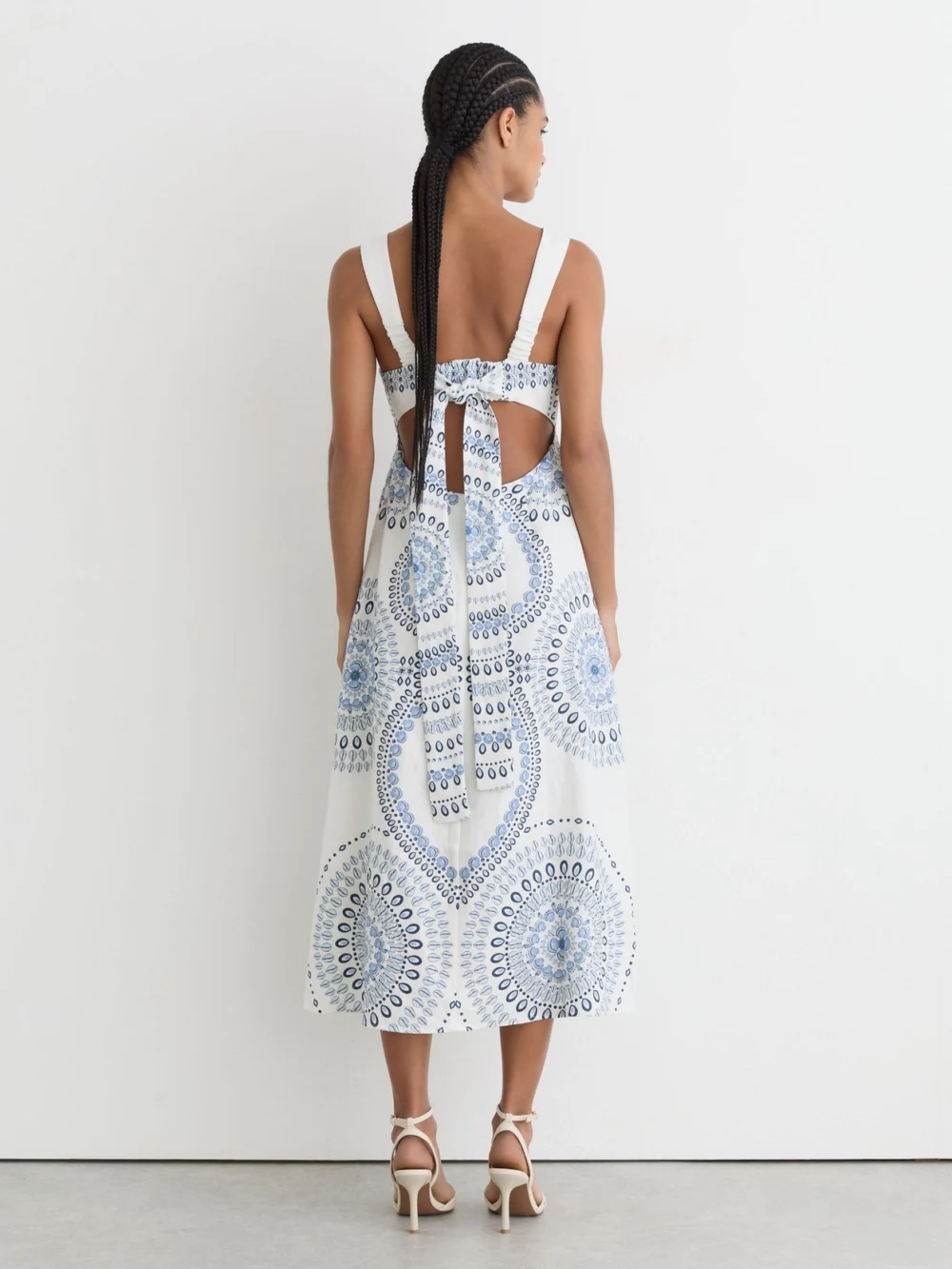 Reiss Addison Linen Floral-print Midi Dress, 18, view 3