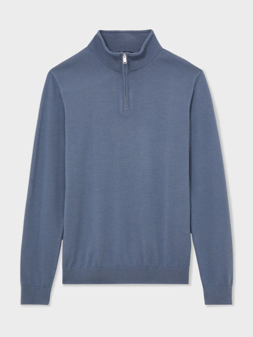 Reiss Airforce Blue & Oatmeal Merino Wool Half-zip Jumper, view 2