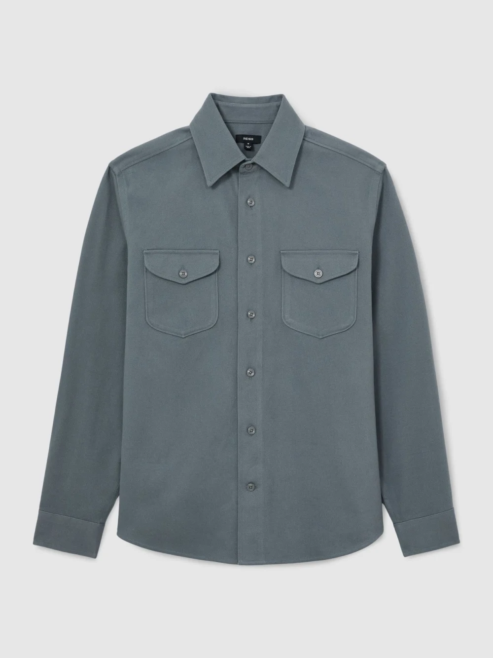 Reiss Airforce Blue Cotton-twill Twin-pocket Regular-fit Shirt, view 2