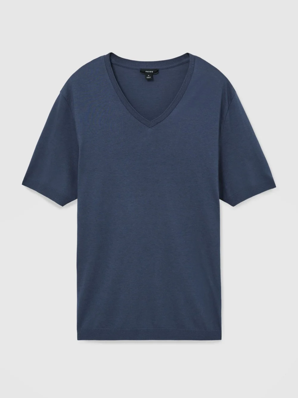 Reiss Airforce Blue Cotton- V-neck Tailored-fit T-shirt, view 2