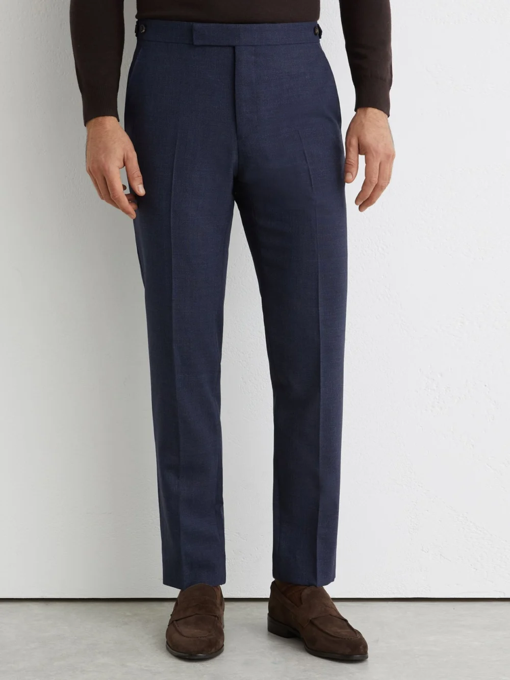 Reiss Airforce Blue Fibre Adjuster Tailored Fit Virgin Wool Textured Tailored-fit Trousers, view 3