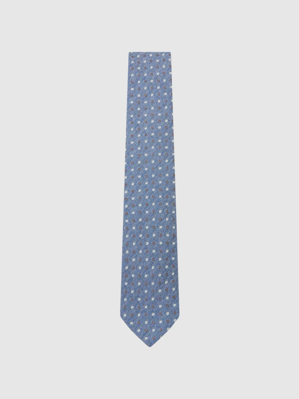 Reiss Airforce Blue Linen-silk Blend Micro-square Tie,, view 2