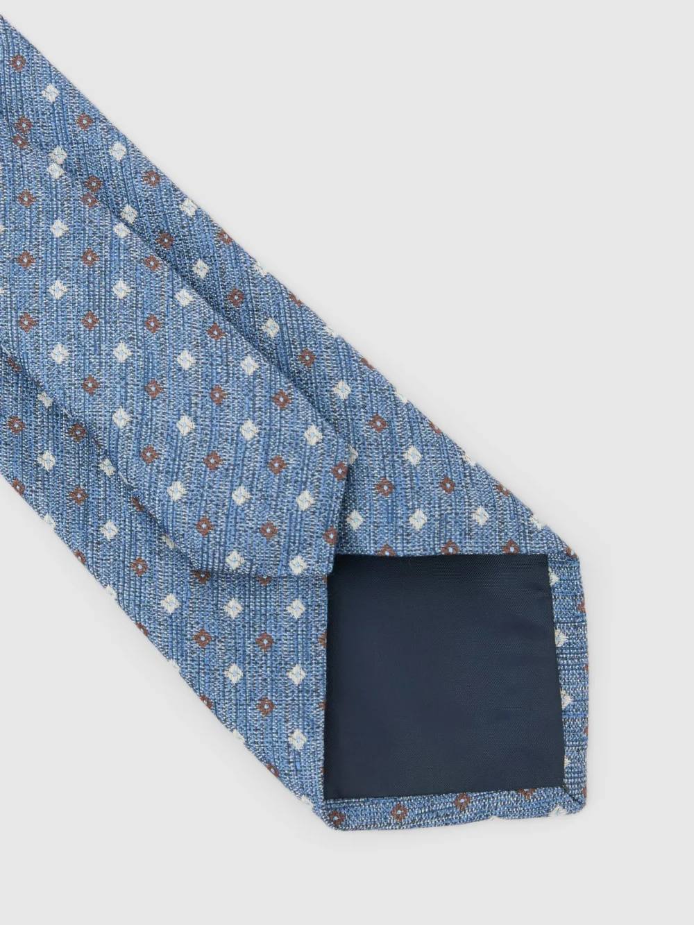 Reiss Airforce Blue Linen-silk Blend Micro-square Tie,, view 4