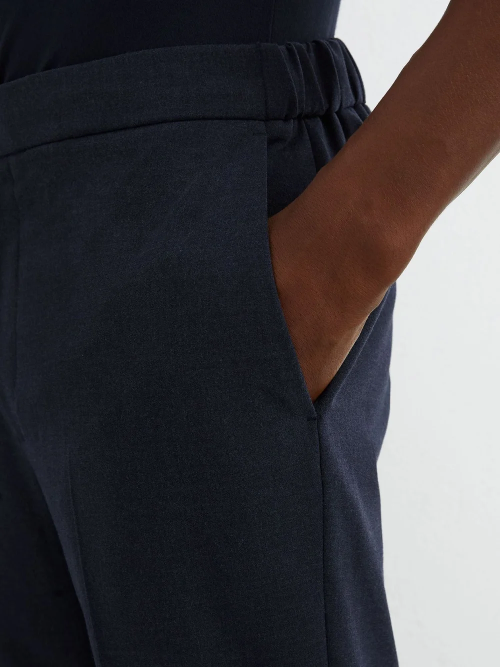 Reiss Airforce Blue Melange Slim Fit Stretch Drawstring Trousers, view 4