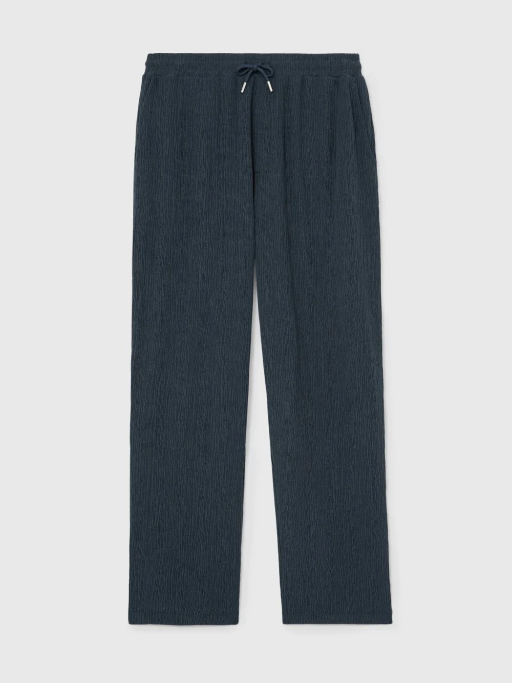 Reiss Airforce Blue Plissé Relaxed Drawstring Trousers, view 2