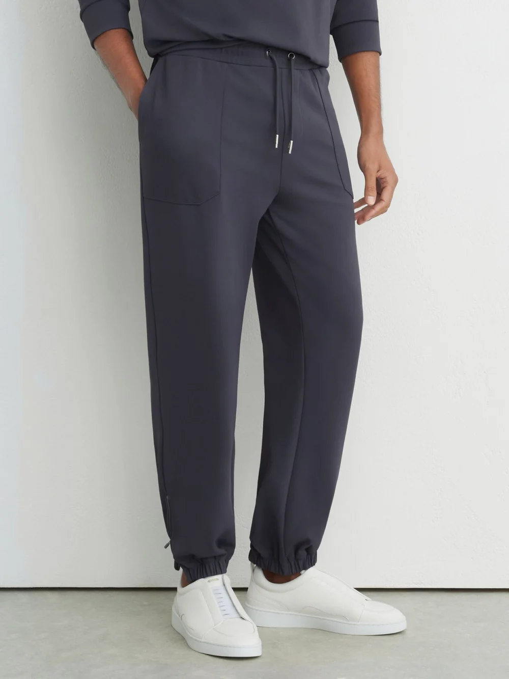 Reiss Airforce Blue R-flex Stretch-twill Cuffed Joggers, view 4