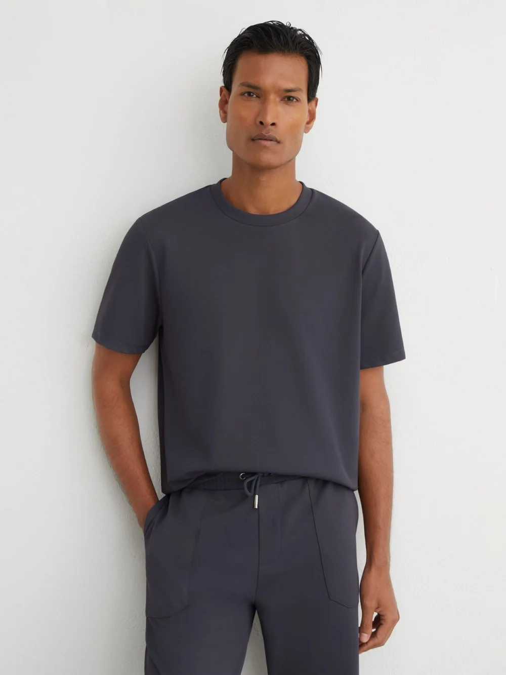 Reiss Airforce Blue R-flex Stretch-twill Modern-fit T-shirt