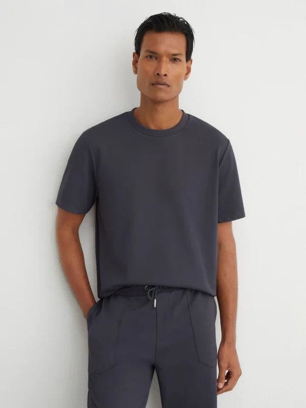 Reiss Airforce Blue R-flex Stretch-twill Modern-fit T-shirt
