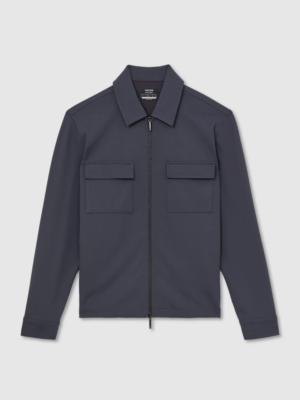 Reiss Airforce Blue R-flex Stretch-twill Zip-through Overshirt, view 2