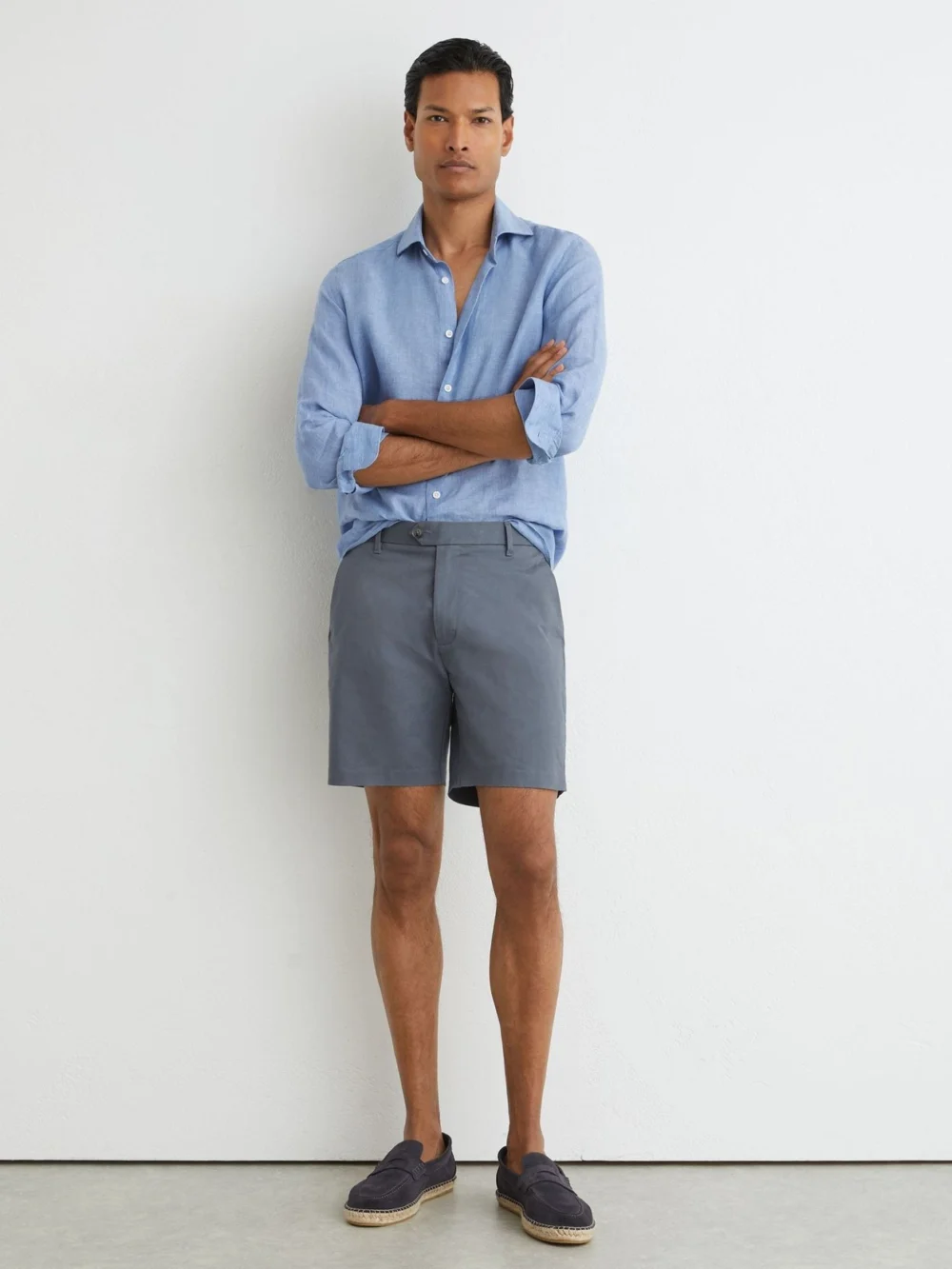 Reiss Airforce Blue S Short Length Casual Chino Shorts, view 2