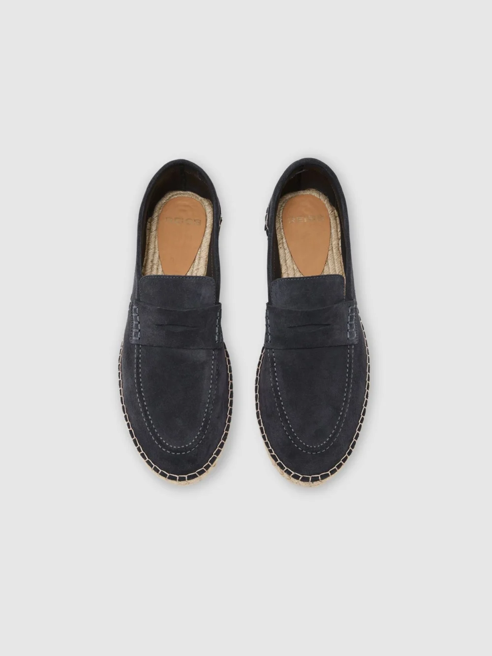 Reiss Airforce Blue Suede Penny Loafer Espadrilles, view 3