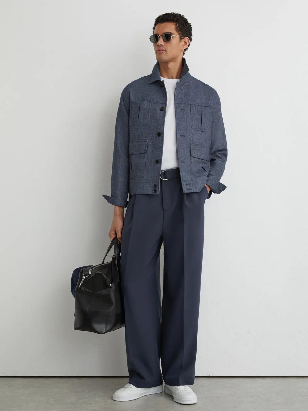Reiss Airforce Blue Woven Four-pocket Jacket, view 3