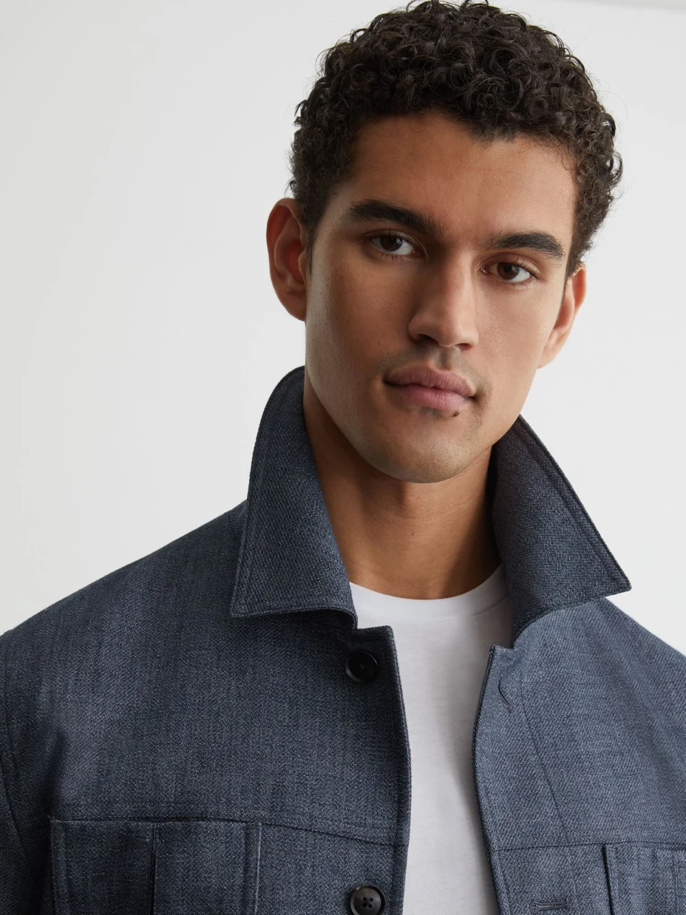 Reiss Airforce Blue Woven Four-pocket Jacket, view 4