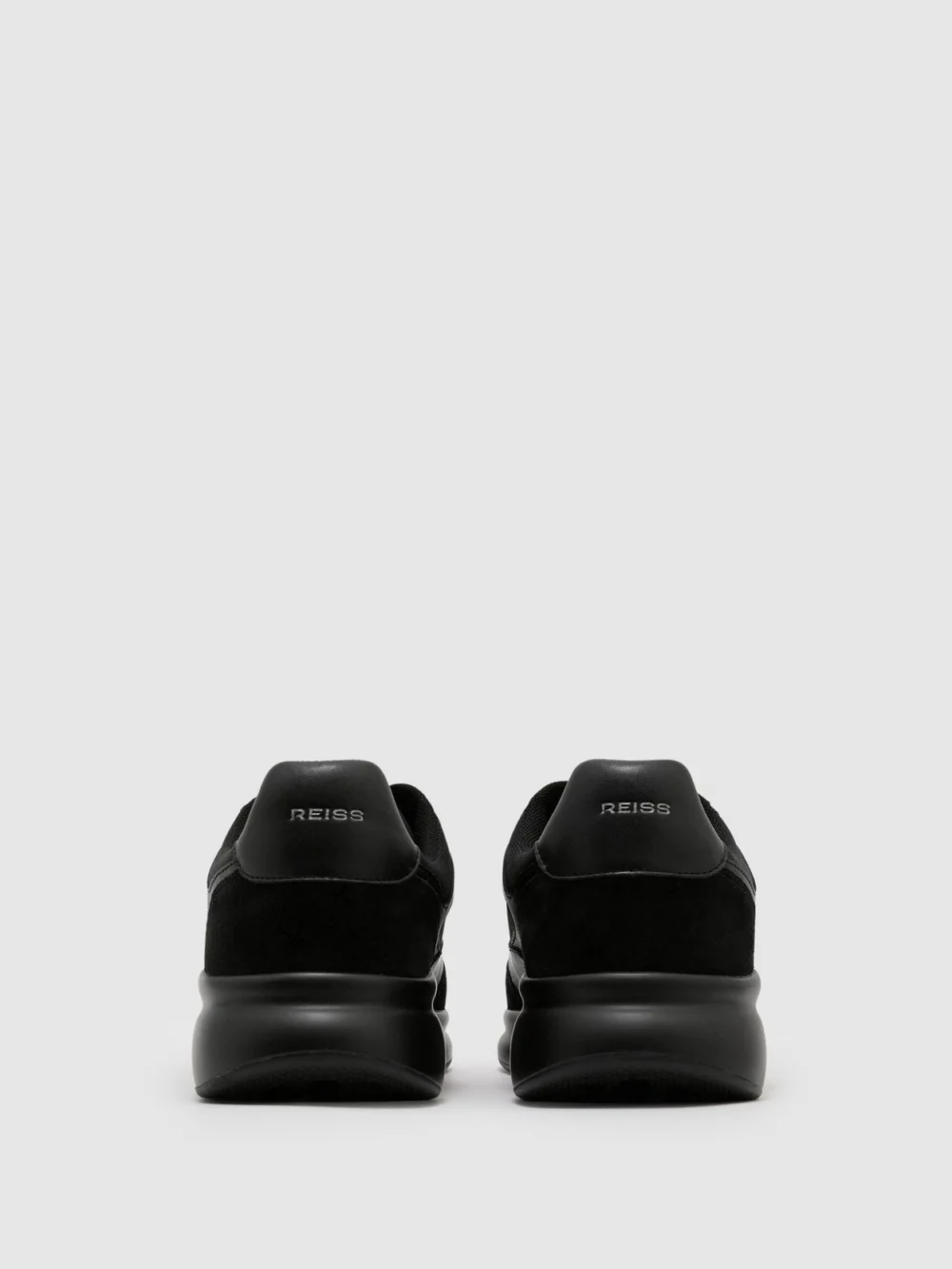 Reiss All Black Suede-trim Runner Trainers, view 3