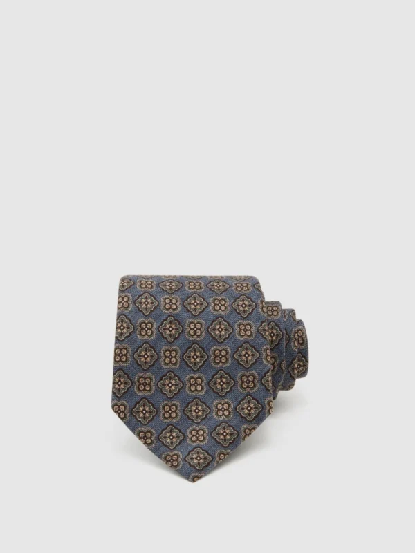 Reiss Amico Sky Blue Silk Floral Medallion-print Tie, One Size