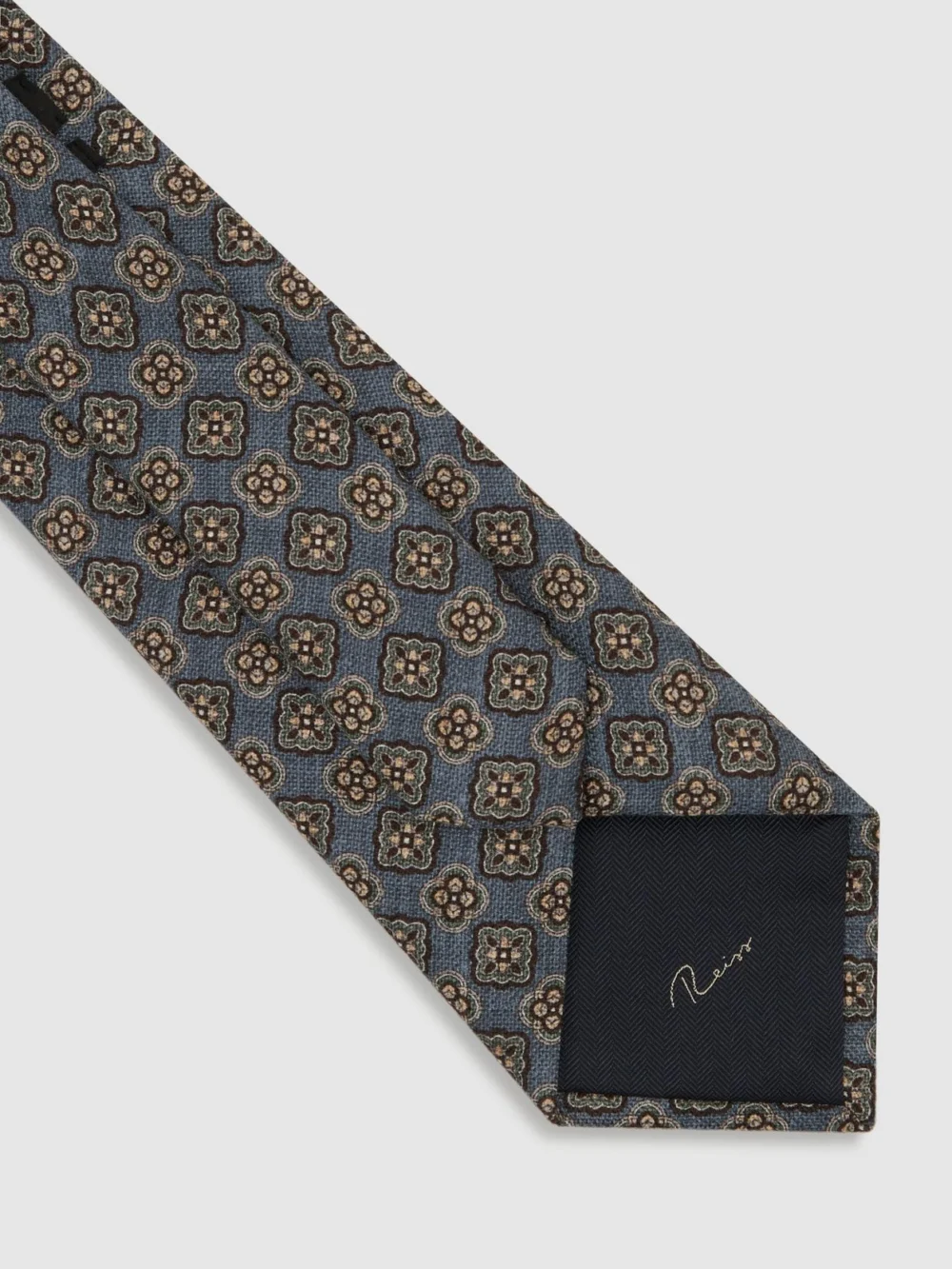 Reiss Amico Sky Blue Silk Floral Medallion-print Tie, One Size, view 4