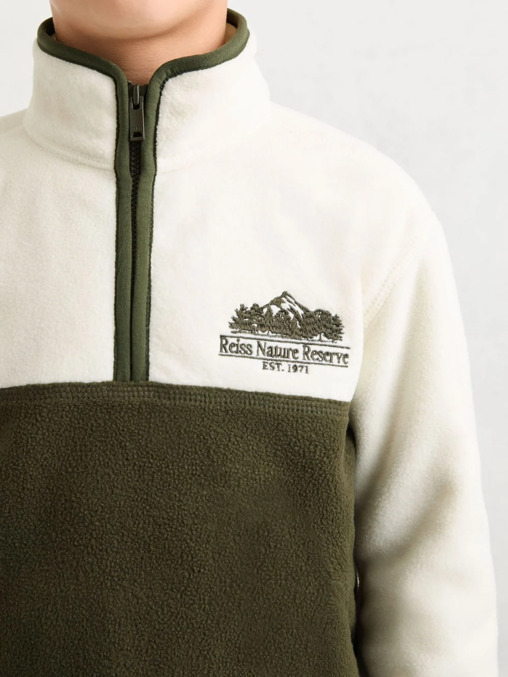 Reiss & Khaki 3-9 yrs Nature Reserve Colour-block Zip Fleece, view 4