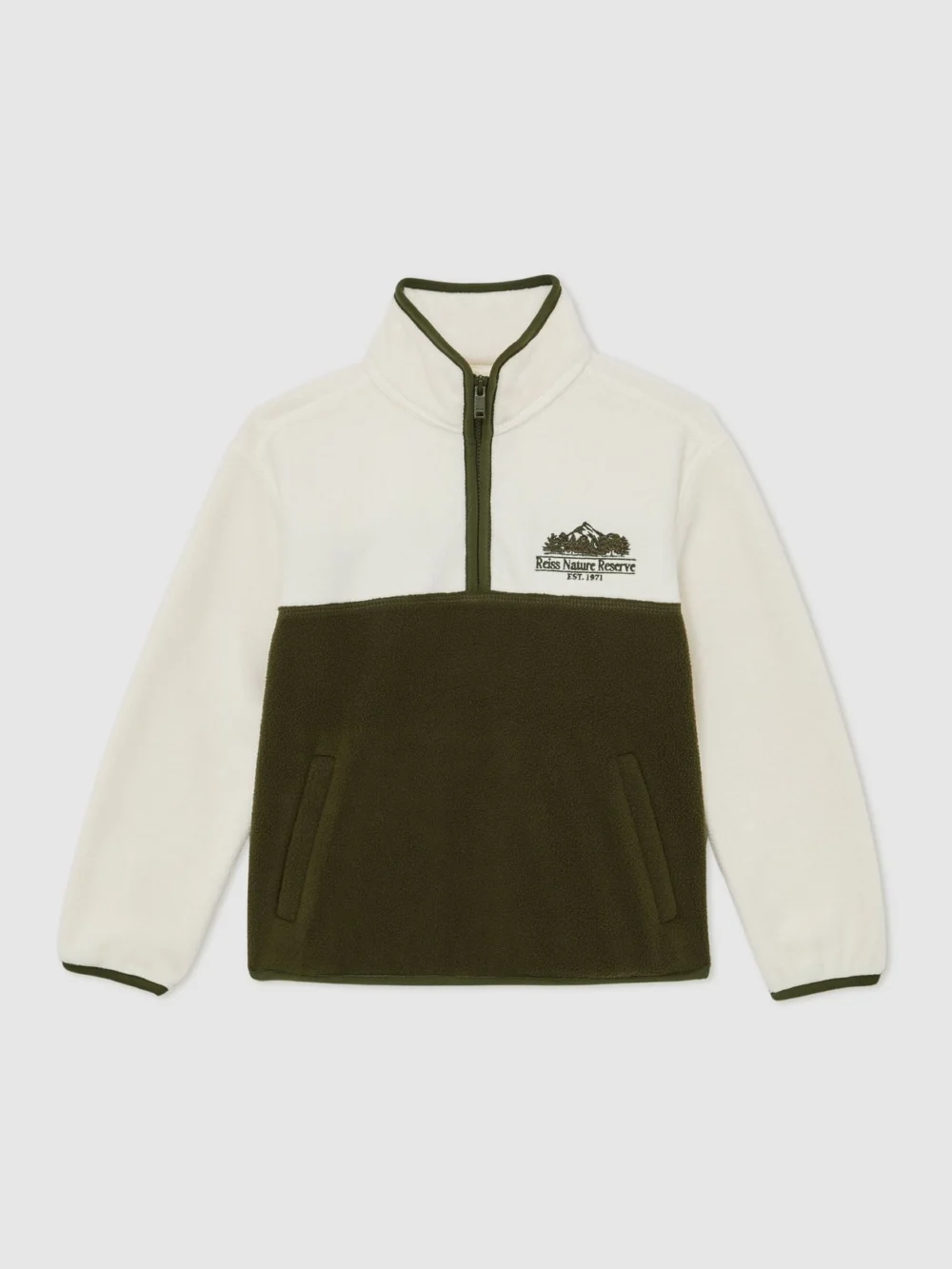 Reiss & Khaki 3-9 yrs Nature Reserve Colour-block Zip Fleece, view 5