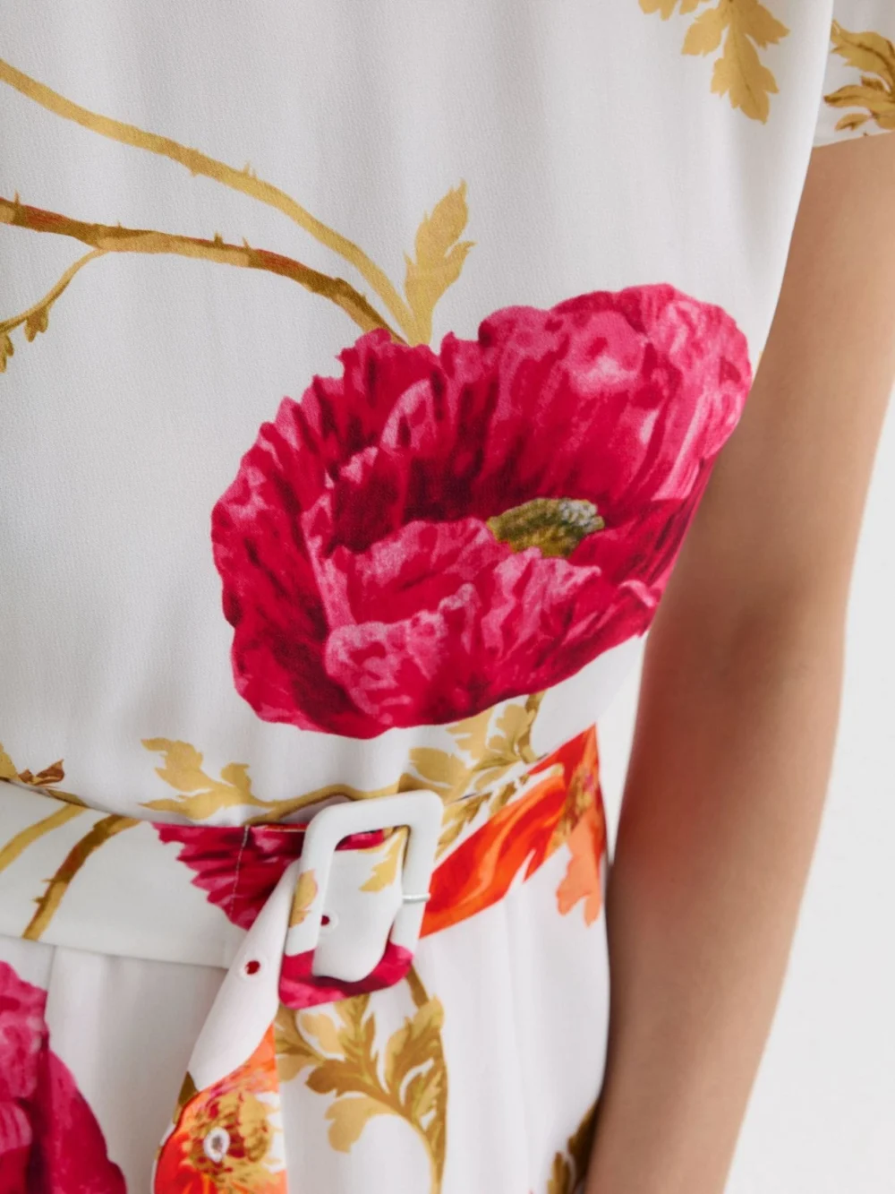 Reiss & Pink Floral-print Belted Midi Dress, view 3