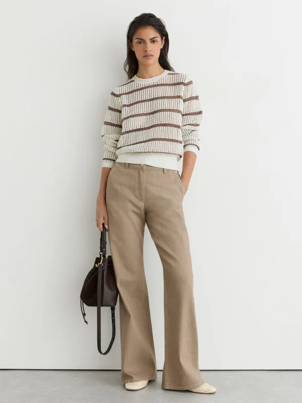 Reiss & Taupe Neutral Cotton-blend Open-knit Stripe Jumper
