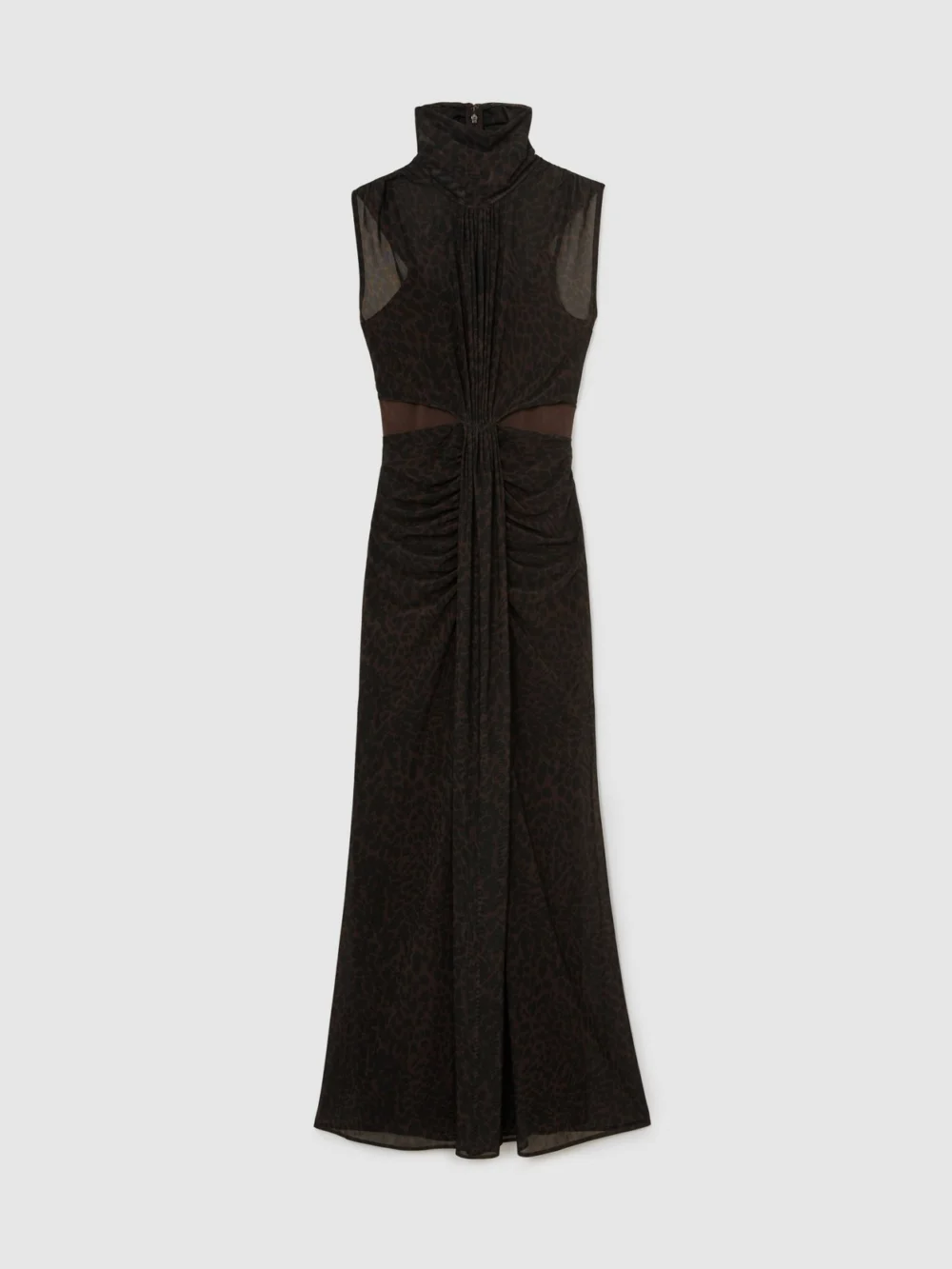 Reiss Animal-print Daniella Sheer Ruched Maxi Dress, view 2