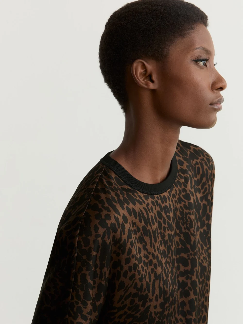 Reiss Animal Print Silk Short-sleeve Top, view 4