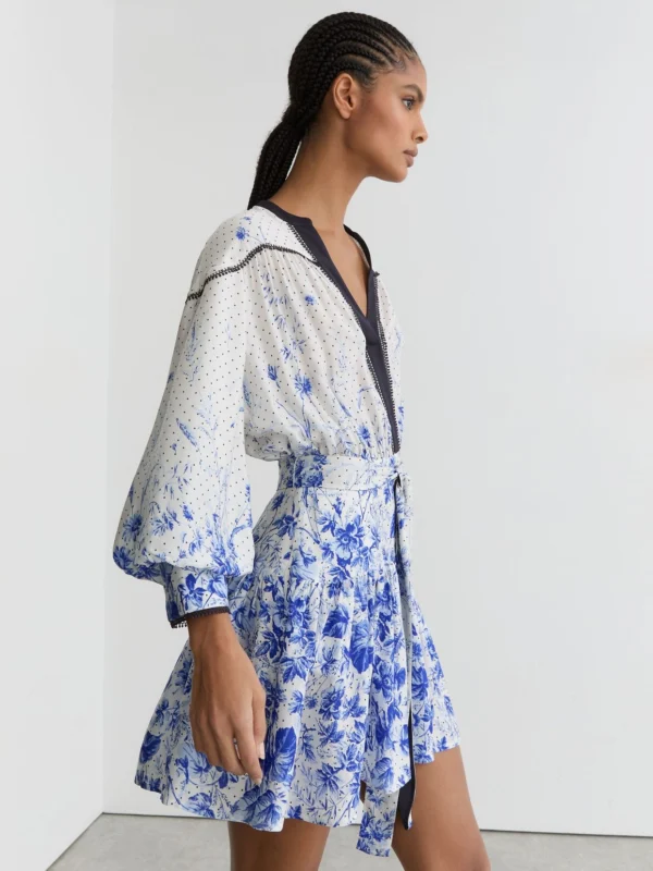 Reiss Anisa Floral-print Belted Mini Dress, 14