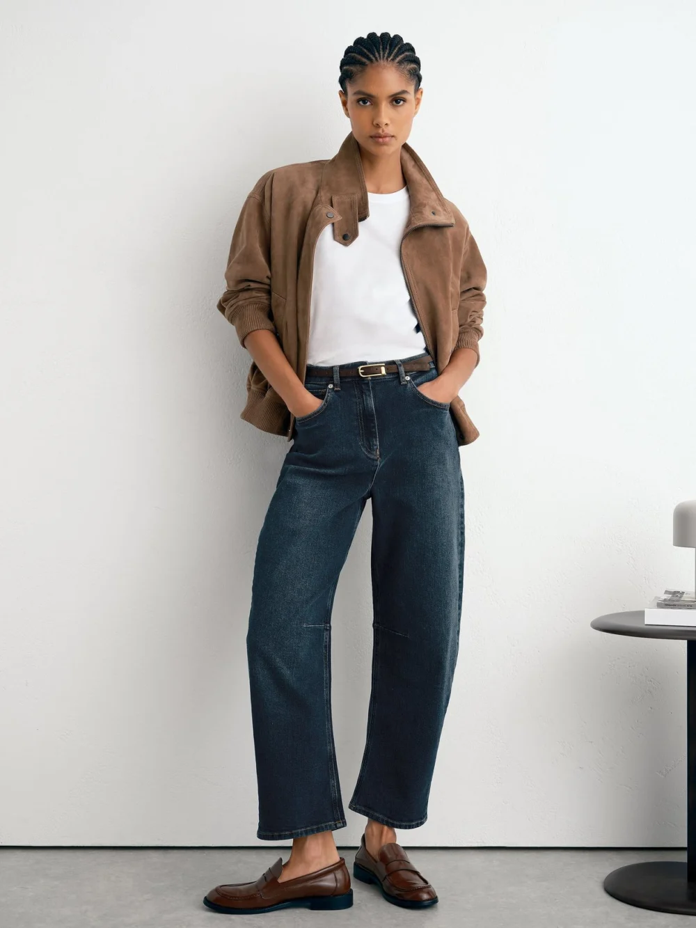 Reiss Antique Mid Blue Barrel-leg Jeans