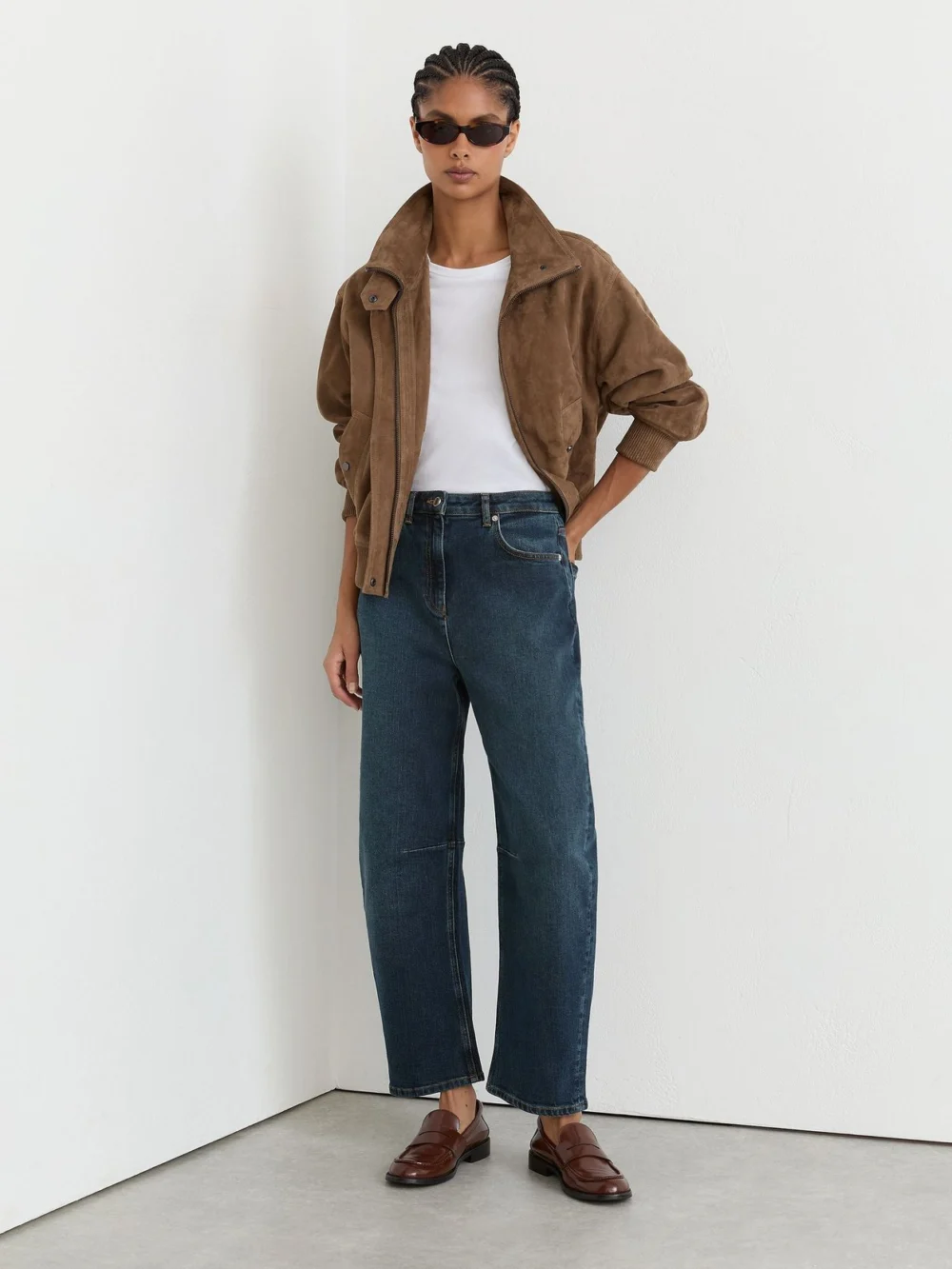 Reiss Antique Mid Blue Barrel-leg Jeans, view 5